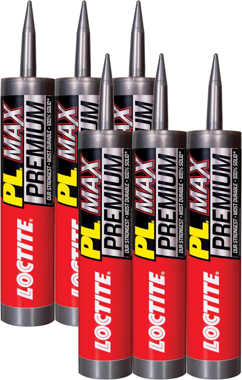 Loctite PL Premium Max Construction Adhesive, 9 fl oz Cartridge, 6 Pack - Versatile Construction Glue for Wood, Concrete, Stone & More
