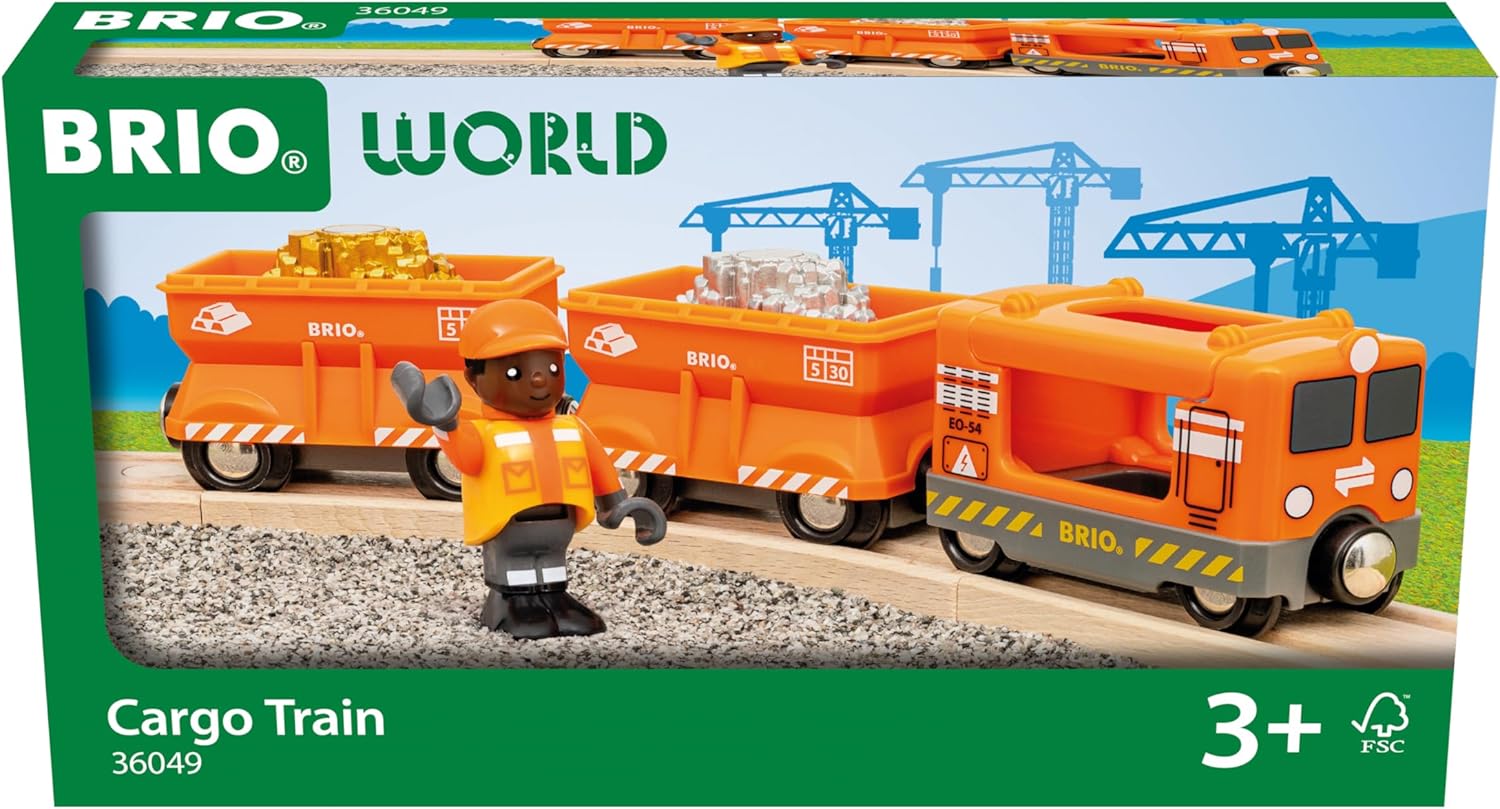 BRIO World Cargo Train for Kids Age 3 Years Up - Wooden Railway Sets and Accessories