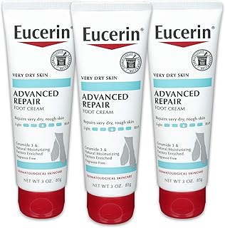 Eucerin Advanced Repair Foot Cream, Unscented Foot Cream for Dry Feet and Heels, 3 Oz Tube, Pack of 3