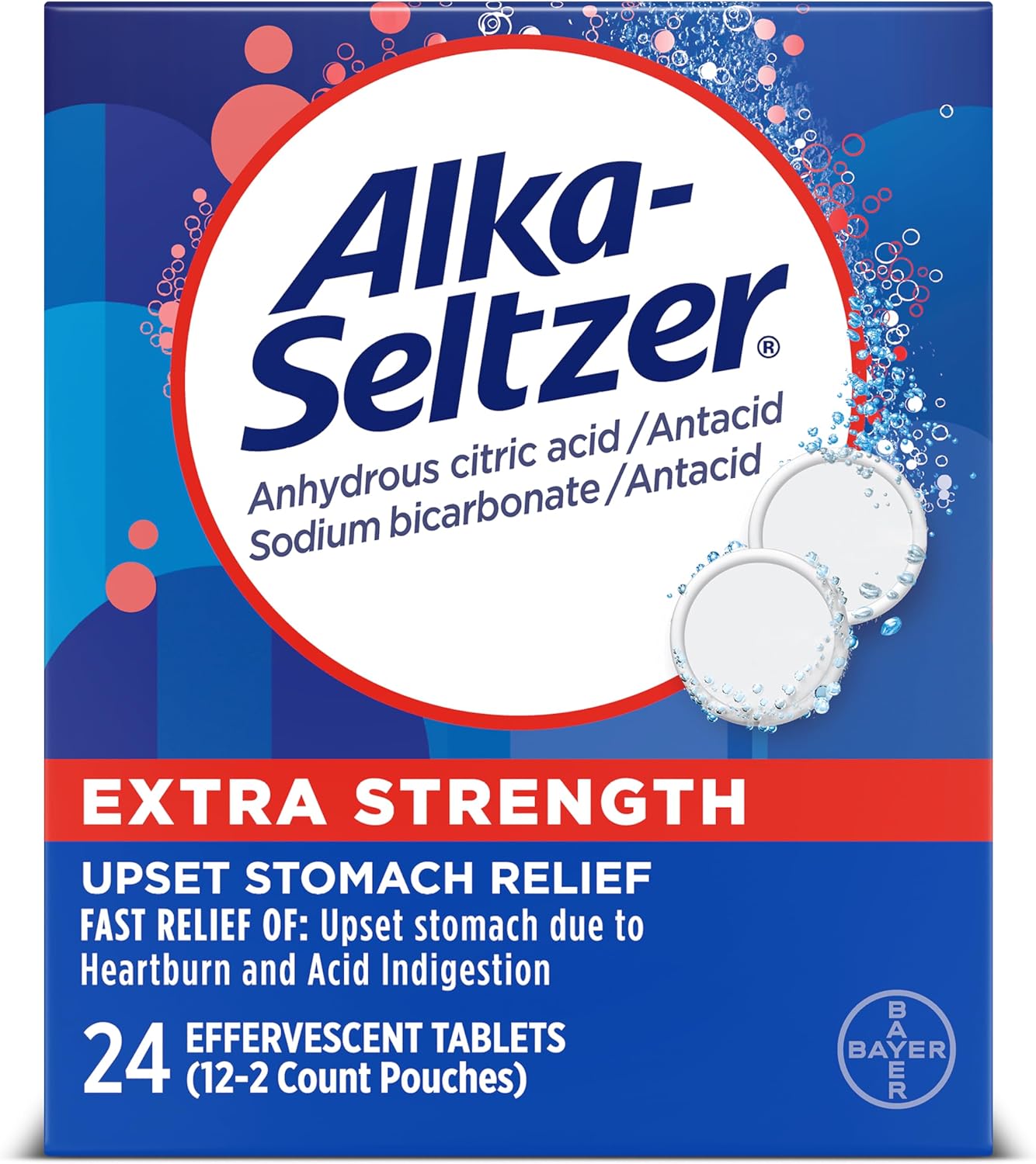 Alka-Seltzer-Extra Strength Tablets, Extra-Strength Antacid & Pain Relief, Original (24 Tablets)