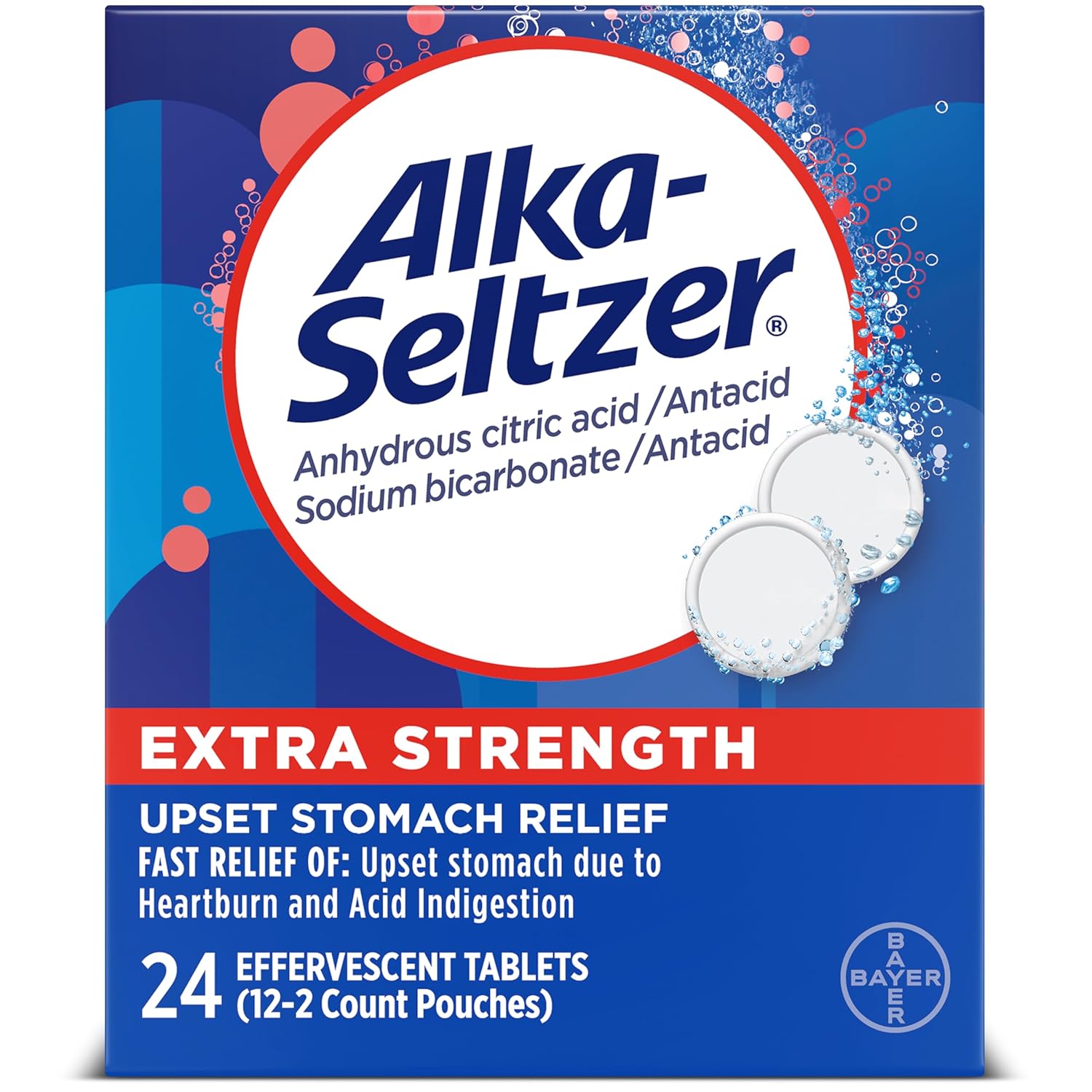Alka-Seltzer-Extra Strength Tablets, Extra-Strength Antacid & Pain Relief, Original (24 Tablets)