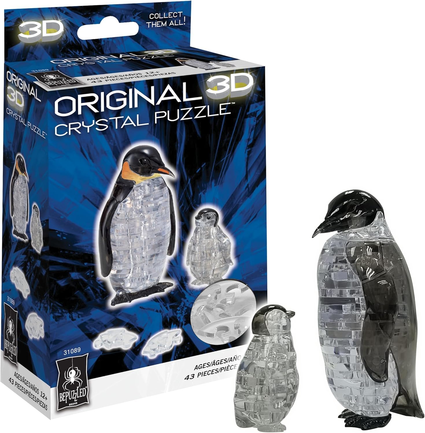BePuzzled | Penguin and Baby Original 3D Crystal Puzzle, Ages 12 and Up