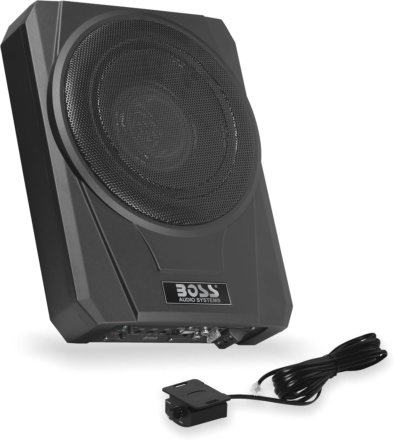 BOSS Audio Systems BASS10 Amplified Car Subwoofer - Low Profile, 10 Inch Subwoofer, Remote Subwoofer Control, for Vehicles Needing Bass with Limited Space, Remote Subwoofer Control
