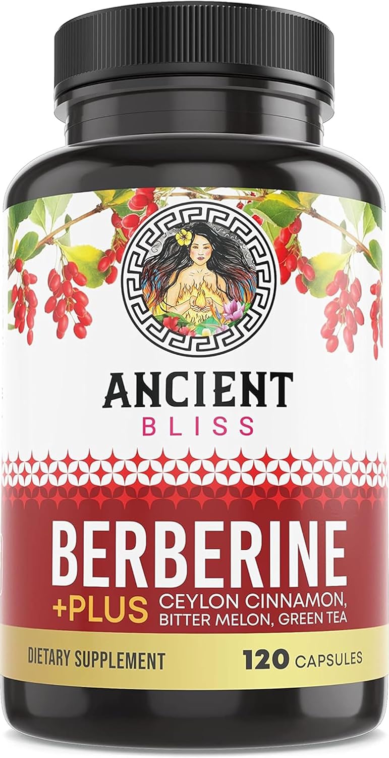 Ancient Bliss Berberine HCL 1200mg with Ceylon Cinnamon, Bitter Melon, and Green Tea Extract - 120 Capsules