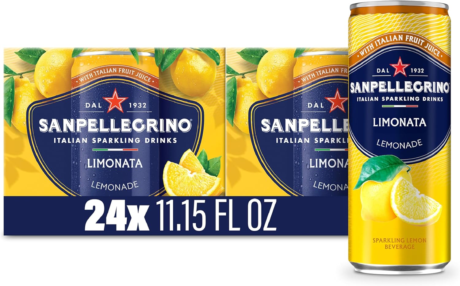 Sanpellegrino Italian Sparkling Drink Limonata, Sparkling Lemon Beverage, 24 Pack Of Cans