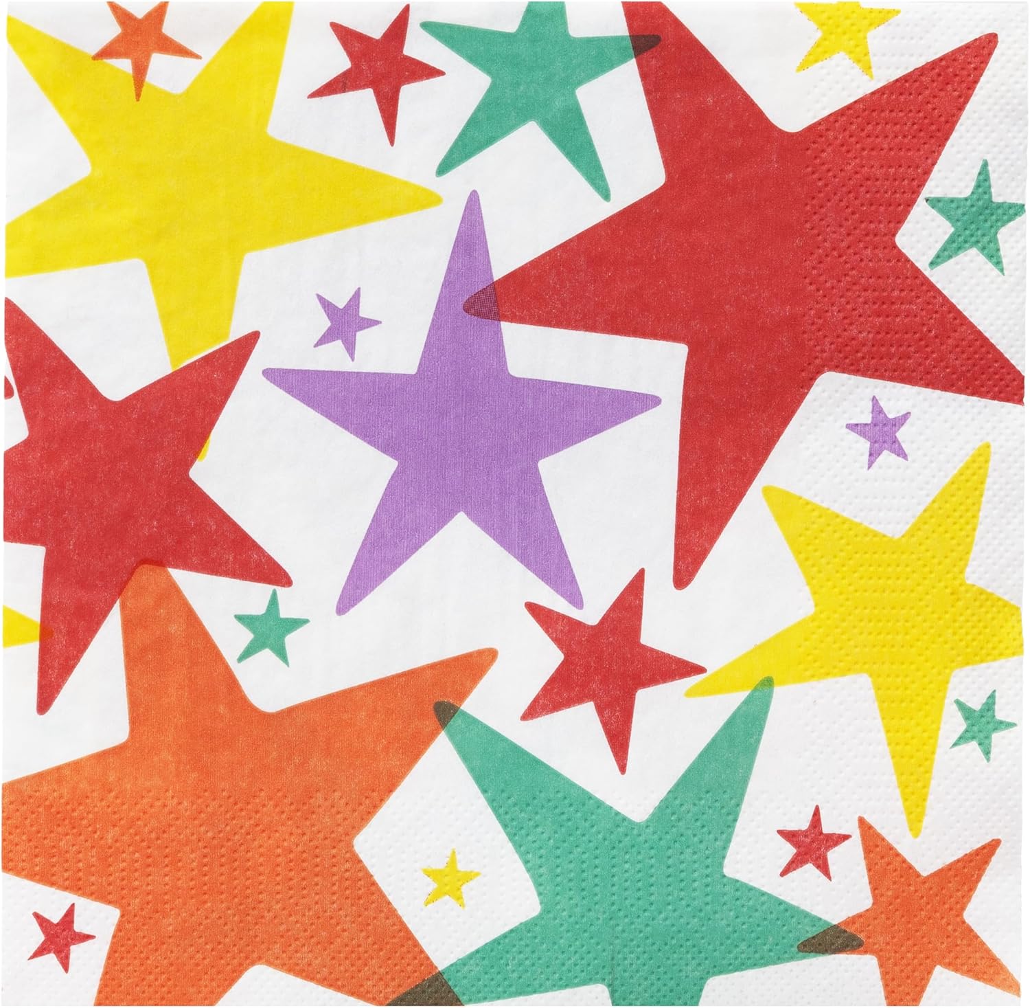 Talking Tables 20 x Star Birthday Paper Napkins | Decoupage Lunch Serviettes, Party Supplies, Disposable Table Decorations Eco Choice Recyclable Product & Packaging, White