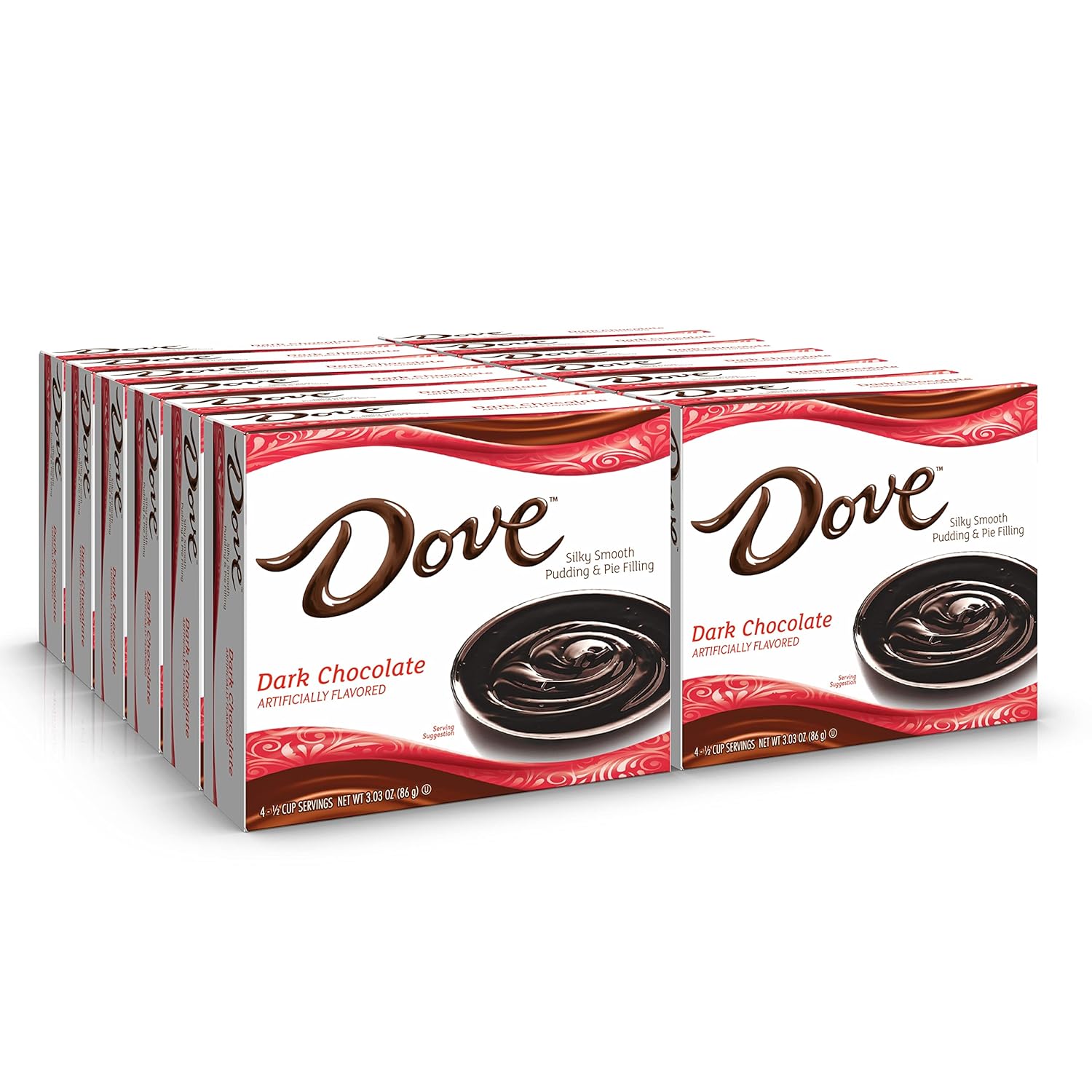 Dove Dark Chocolate, Rich Indulgent Pudding Mix and Pie Filling, 4 Servings Per Box, Kosher, 3.34 Oz, 12 Count