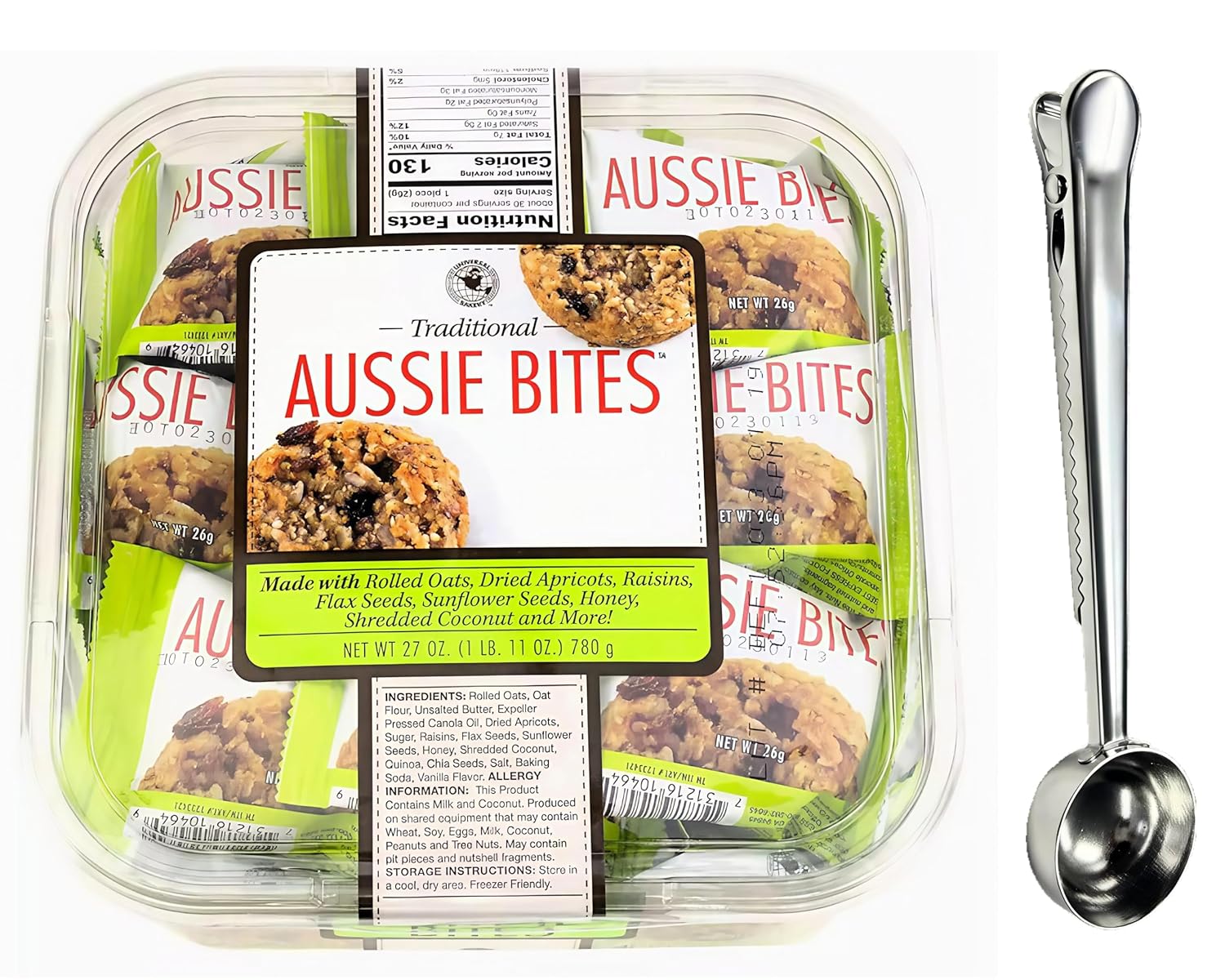 Traditional Aussie Bites Individually Wrapped 27 Oz, Oatmeal Snacks Cookies, Oatmeal Bites