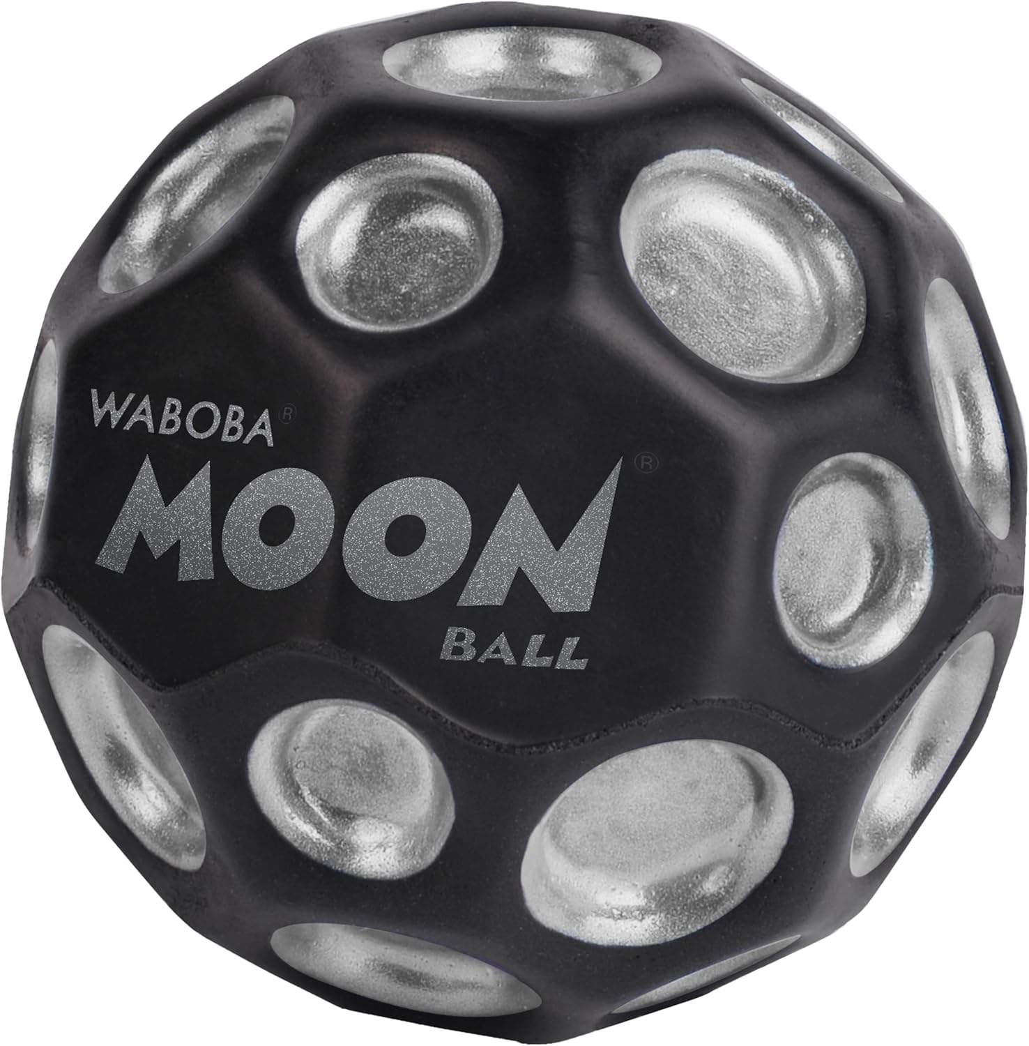 Waboba The Original Moon Ball - Hyper Bouncy Ball - All Ages Extreme Bounce and Fun - Perfect for Active Play and Outdoor Games - Black/Silver