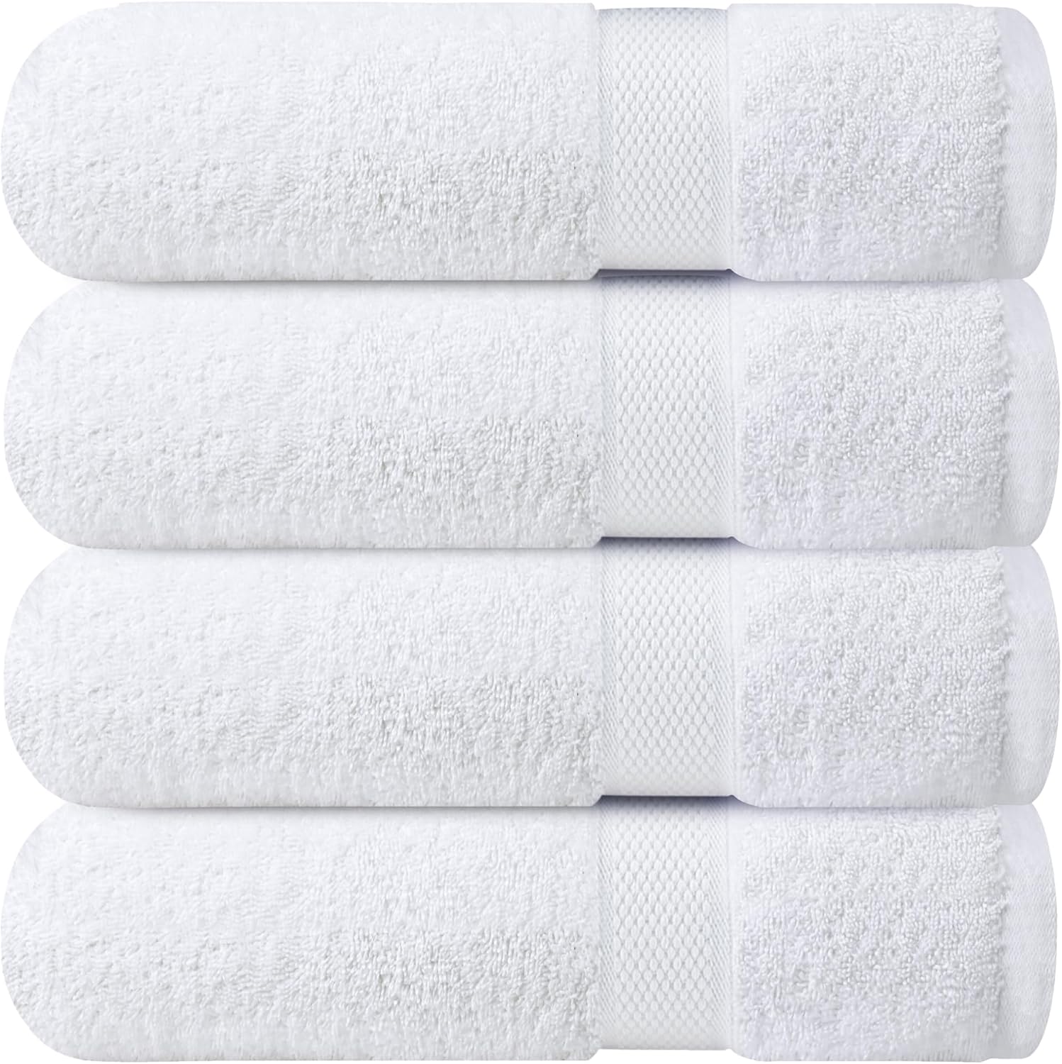 Infinitee Xclusives Premium White Bath Towels for Bathroom Set of 4 (27x54 Inches), 100% Soft Ring-Spun Cotton Bathroom Towels (Brilliant White, Bath Towels)