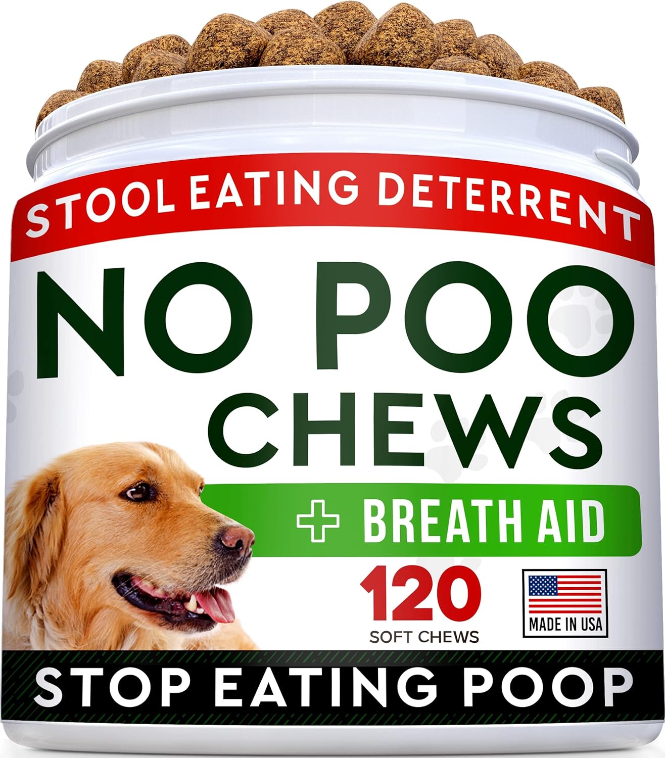 STRELLALAB No Poo Treats for Dogs - Coprophagia Stool Eating Deterrent - No Poop Eating for Dogs - Digestive Enzymes - Gut Health & Immune Support - Stop Eating Poop - Poultry Flavor - 120 Treats