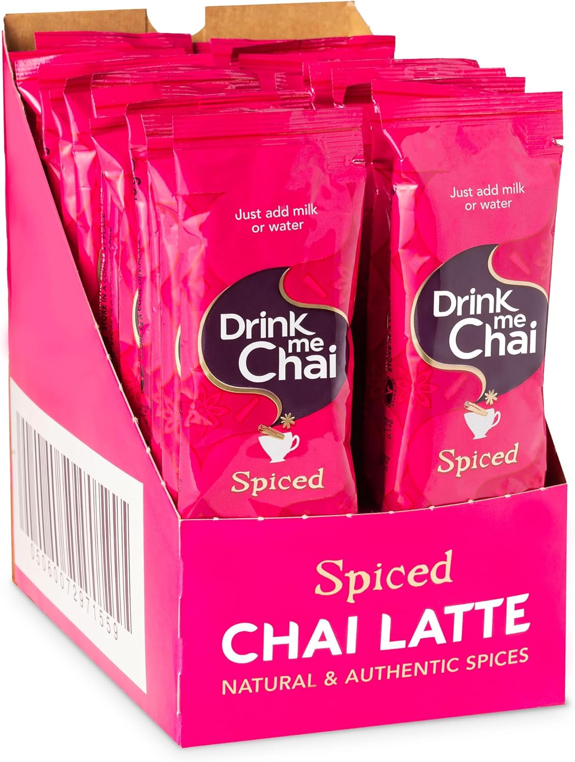 Drink Me Chai Spiced Chai Latte Sachets (Pack of 30) Just Add Milk or Water | Individually Wrapped Instant Chai Latte Powder | Natural & Authentic Masala Chai Powder Spice Blend | Gluten Free