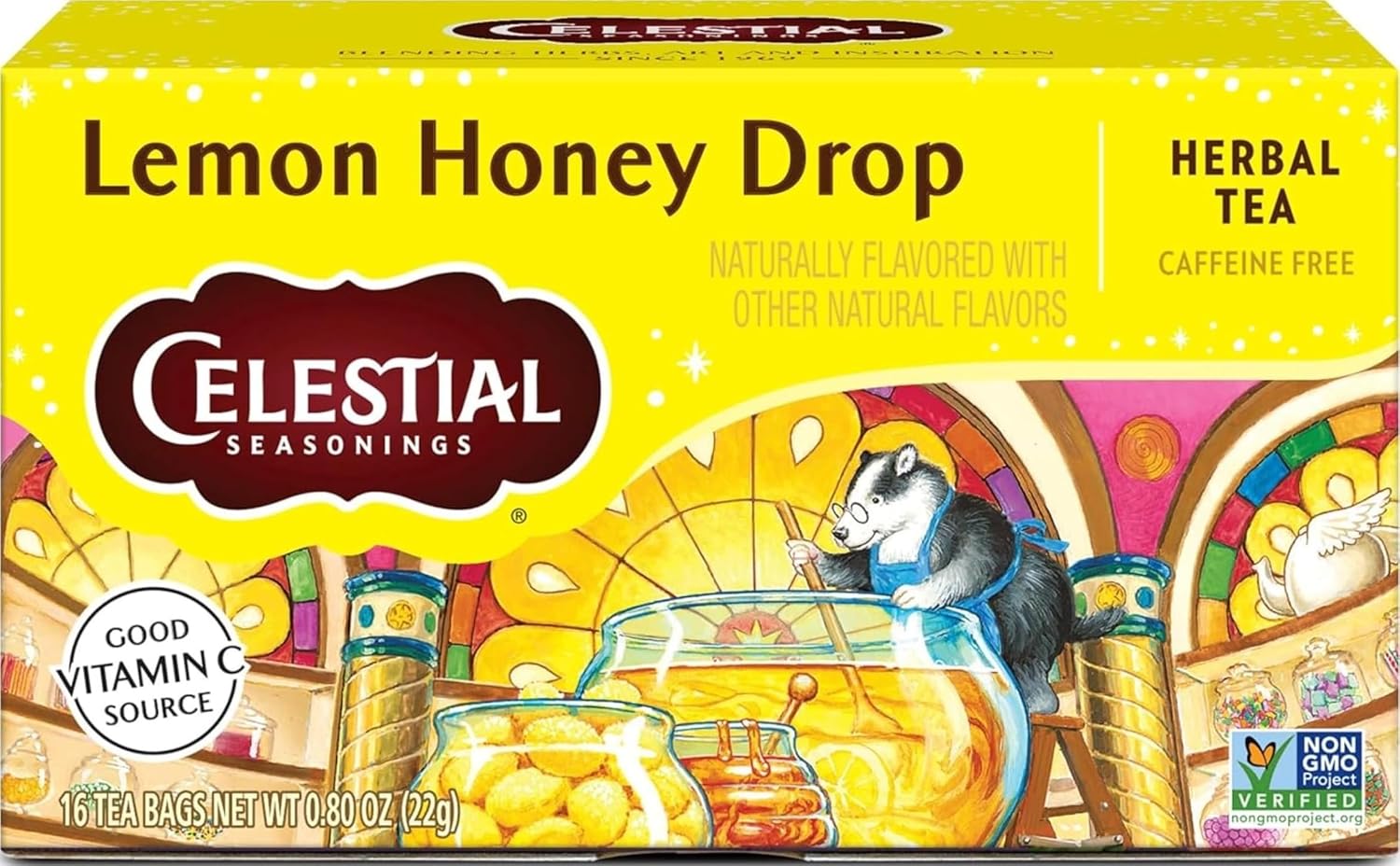 Celestial Seasonings Lemon Honey Drop Herbal Tea, 16 Tea Bags Box