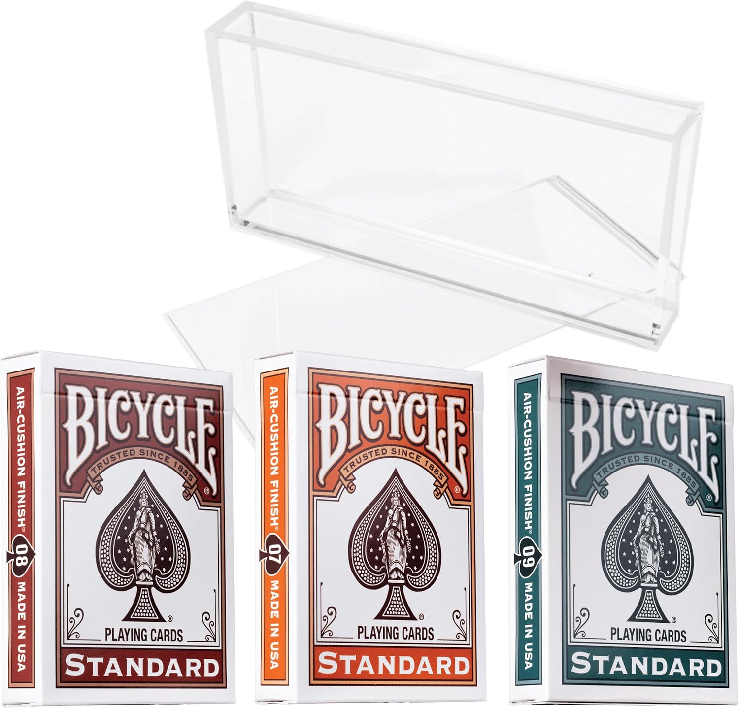 Bicycle Playing Cards 3 Deck Color Series Bundle. Collector's Bundle Including 3 Rider Back Decks Pumpkin, Cinnamon and Wintergreen. Includes Clear Acrylic Display Case.