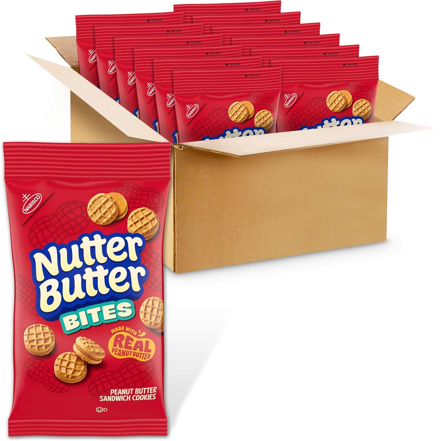 NUTTER BUTTER Bites Peanut Butter Sandwich Cookies, 12 - 3 oz Bags