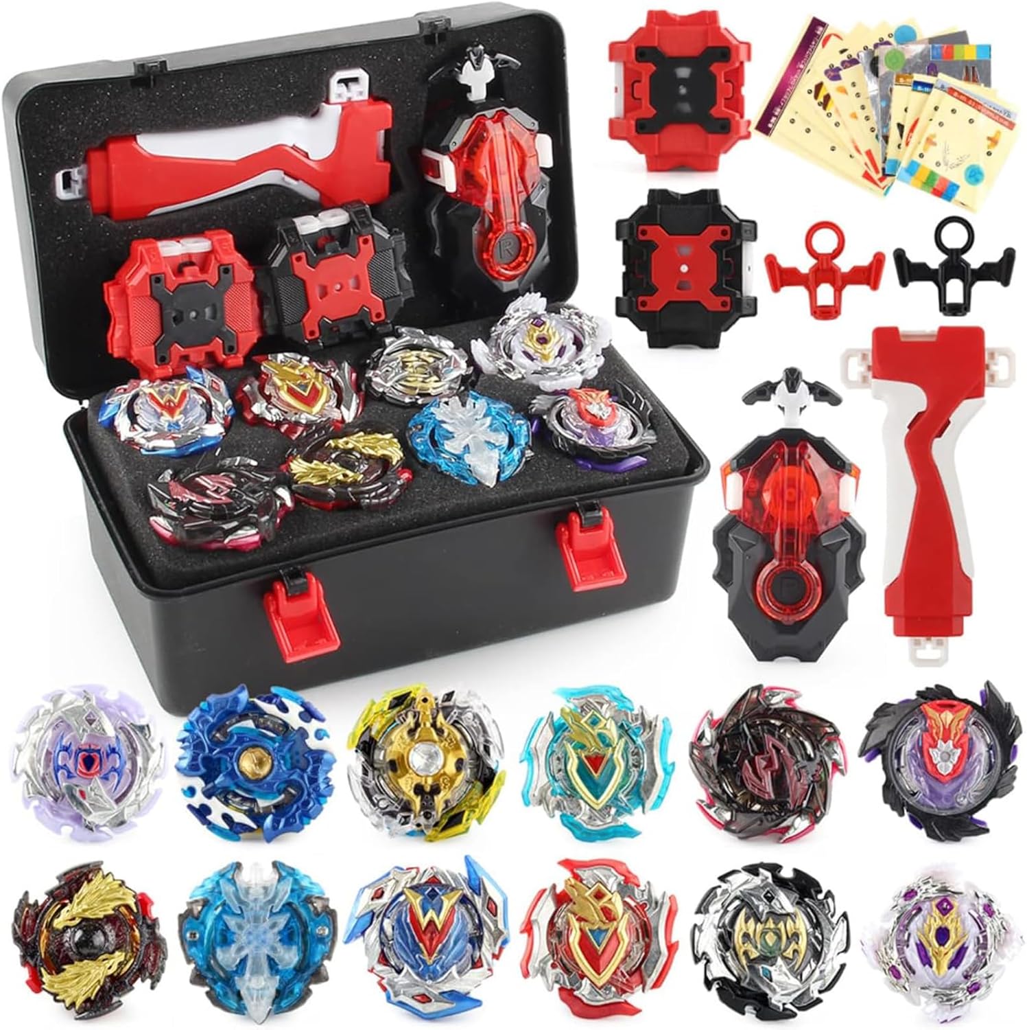 TUKIIE Bey Battling Top Burst Gyro Toy Set, Battling Tops for Kids, 12 Spinning Tops, 3 Launchers with Storage Box, Birthday Present for Children Boys Girls Kids Ages 8+