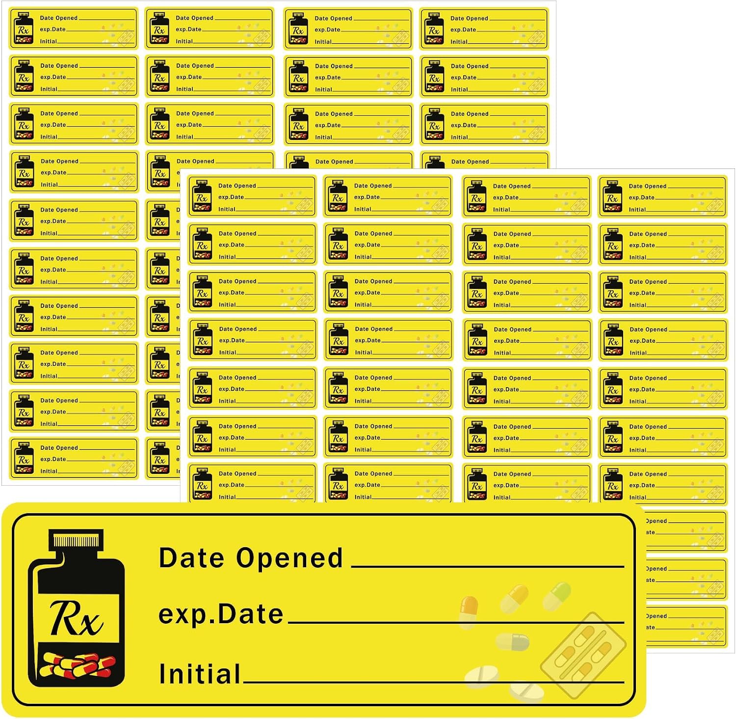 1000 Pcs Date Opened/Expired Stickers 1.5 x 0.5 Inch - Medication Instruction Pharmacy Expiration Drugstore Label for Drug Pills Inventory Organization