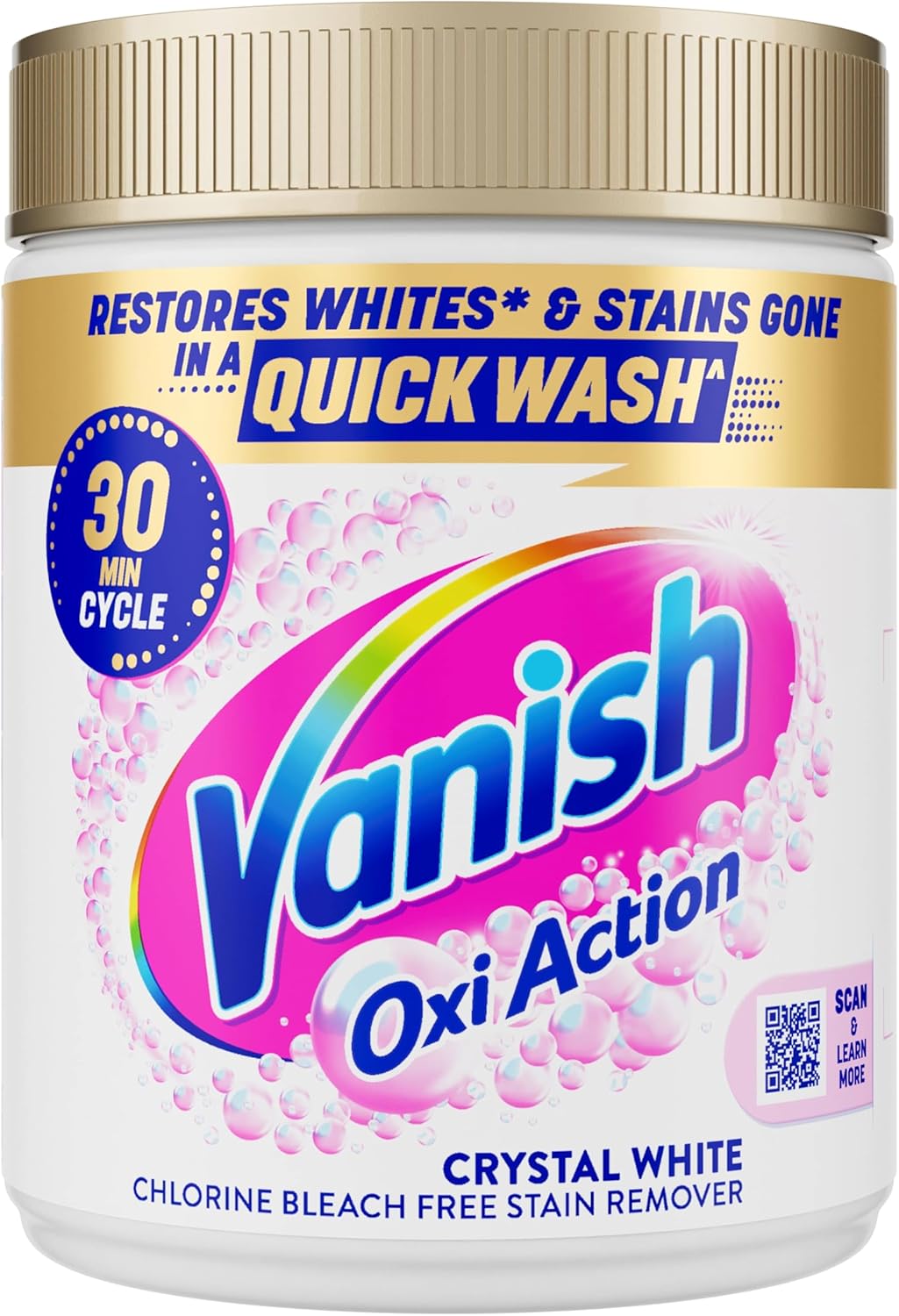 Vanish Gold Oxi Action Stain Remover and Whitening Booster Powder, For Whites, Removes Tough Stains Even at 20°C, Restores Whiteness of Greyed Fabrics,Add a Scoop in Every Wash for Best Results, 470g