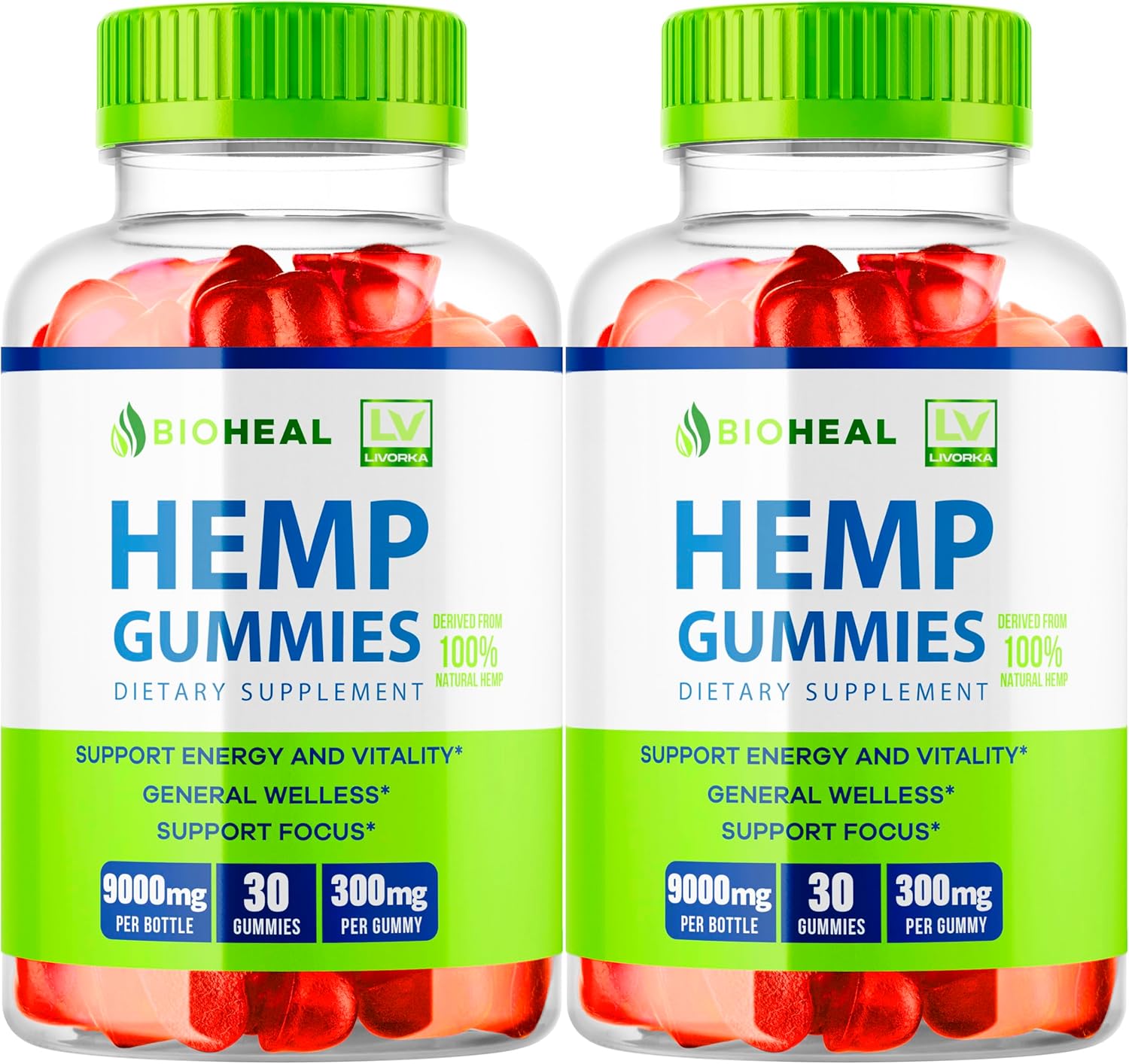 2 Pack - Bio Heal Gummies. BioHealGummie, Bio Heal 60 Gummies for 2 Month, Bio Heal Hemp Gummies 9000 MG Per Bottle, BioHeal Gummies