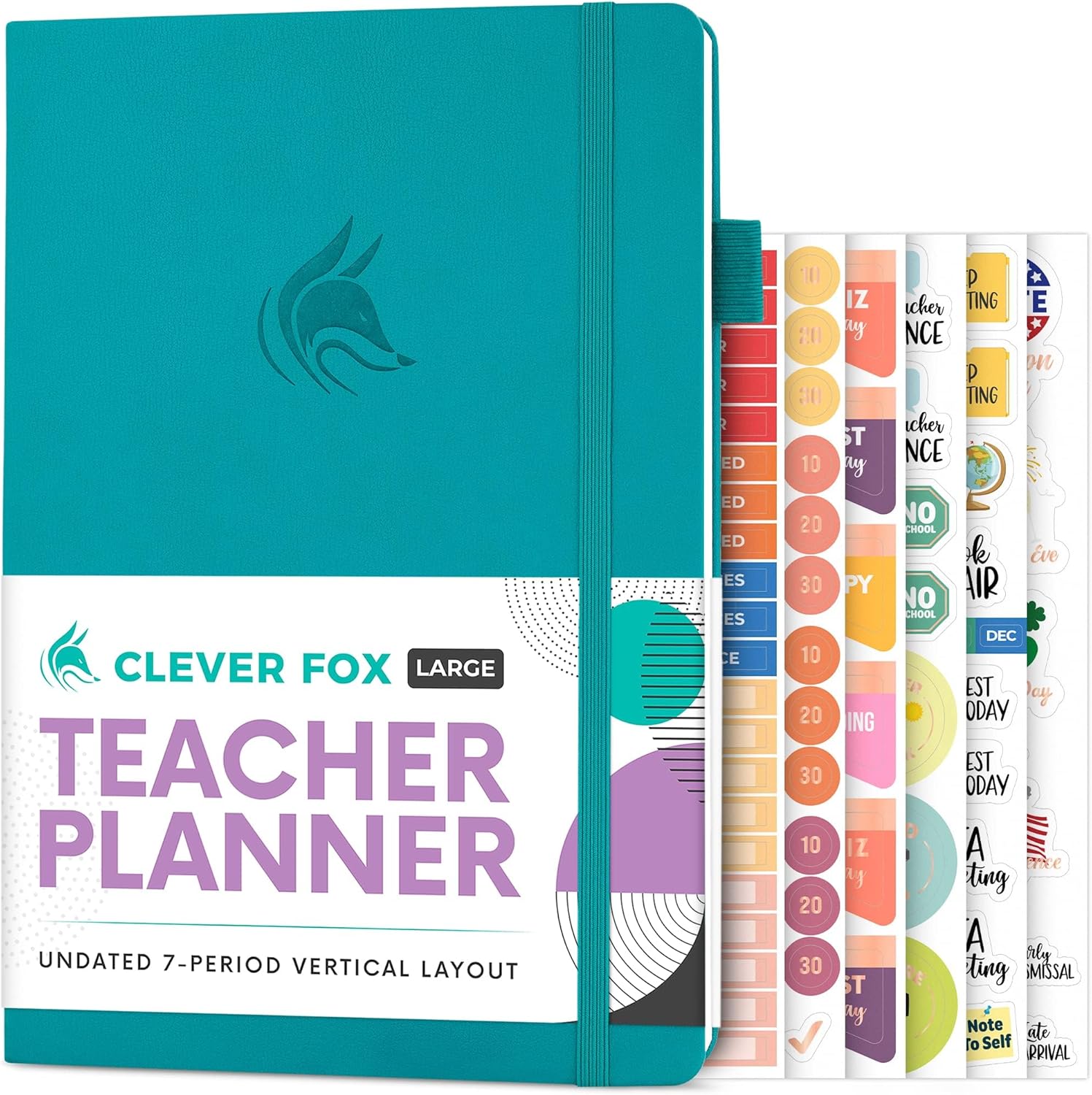 Clever Fox Teacher Planner – School Year Planner with Calendars & Lesson Plans – Teacher Plan Book for Classroom & Homeschool Organization - Undated, 18x25cm, Hardcover (Turquoise)