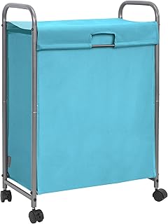 STORAGE MANIAC 85 L Laundry Hamper with Lid, Slim Laundry Sorter with Wheels, Narrow Laundry Basket Sorter, 2 Loads Dirty Clothes Hamper, Laundry Organizer, Laundry Cart with Wheels and Lid, Blue