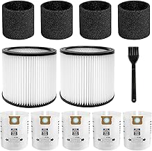 LAMPTOP 12 Pack Disposable Replacement 10-14 Gallon Vacuum Cleaner Filter kits, For shop vacuum, For dewalt, For stanley, For craftsman, For vacmaster, Some Other 10-14 Gallon Vacuum Cleaner