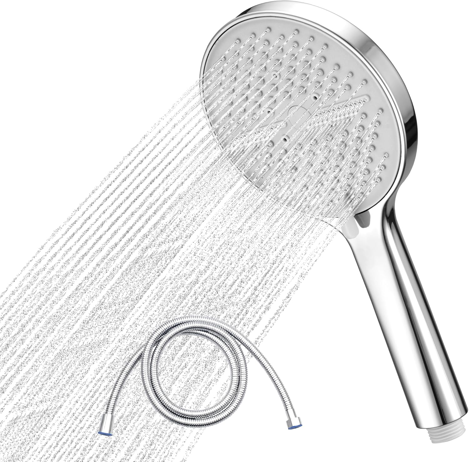 Large Panel Handheld Shower Head Kit High Pressure Shower Head with 5 Spray Modes Bathroom Water Saving Showerhead Set with 1.5M Hose Universal Showerhead for Low Water Pressure|Chrome