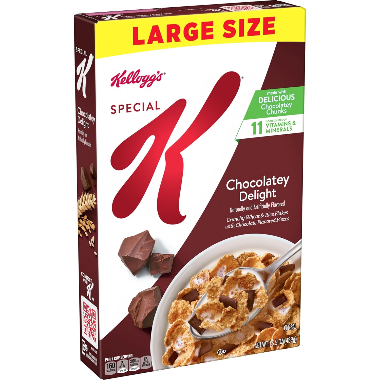 Kellogg's Special K Breakfast Cereal, Family Breakfast, Fiber Cereal, Large Size, Chocolatey Delight, 15.5oz Box (1 Box)