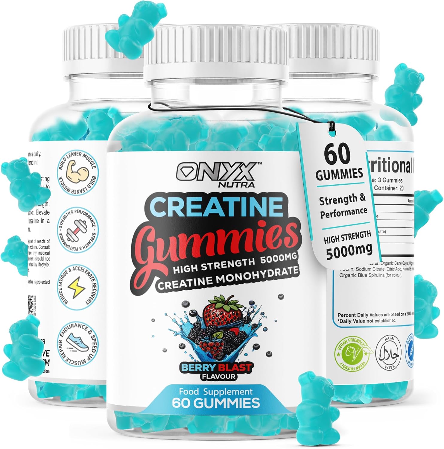 Creatine Monohydrate Gummies 5000mg - Workout Gym Supplement - 60 Creatine Gummies