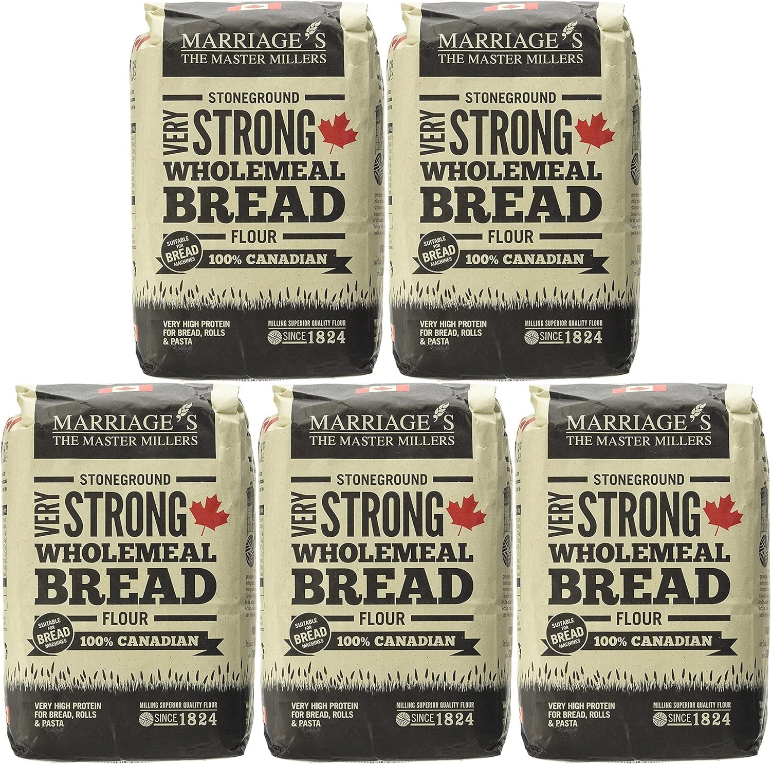 Alpine Heights Bundle Pack - Marriage's Canadian Very Strong Wholemeal Flour 1.5kg (Pack of 5)