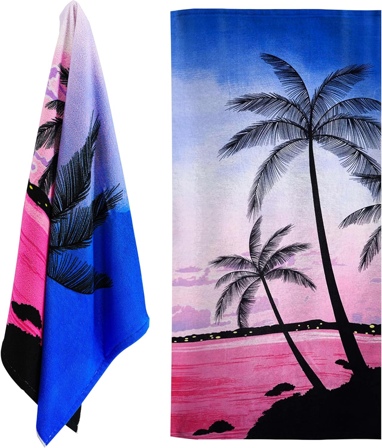 GEEZY Microfibre Beach Towel, Sunset Design - Quick Drying, Lightweight, Sand-Free, Large & Durable, Summer Design - Beach Essentials for Travel, Holiday, Swimming, Sauna, Adults & Kids, 70x140cm