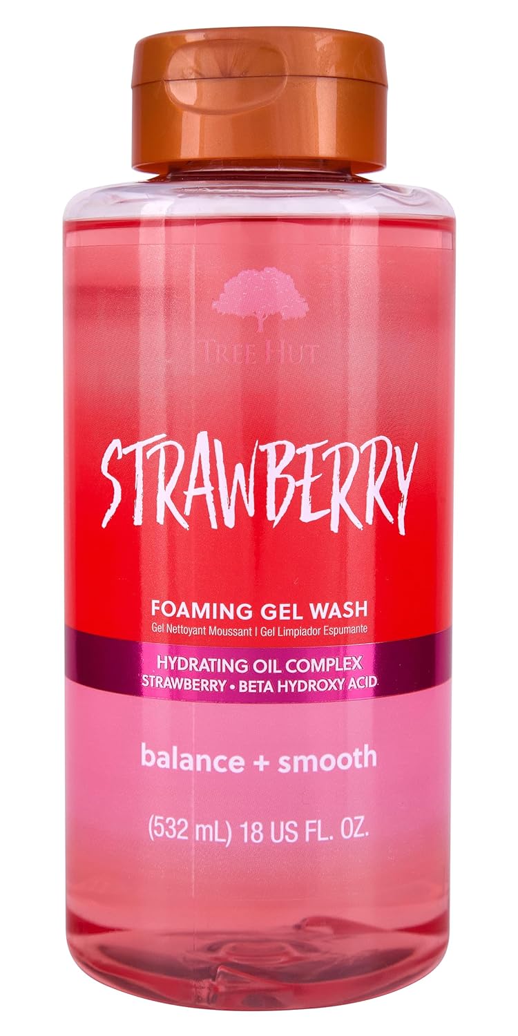 Tree Hut Strawberry Foaming Gel Wash | Cleanse & Soothe Skin Without Stripping Moisture | Made with our Hydrating Oil Complex | 18 fl oz.