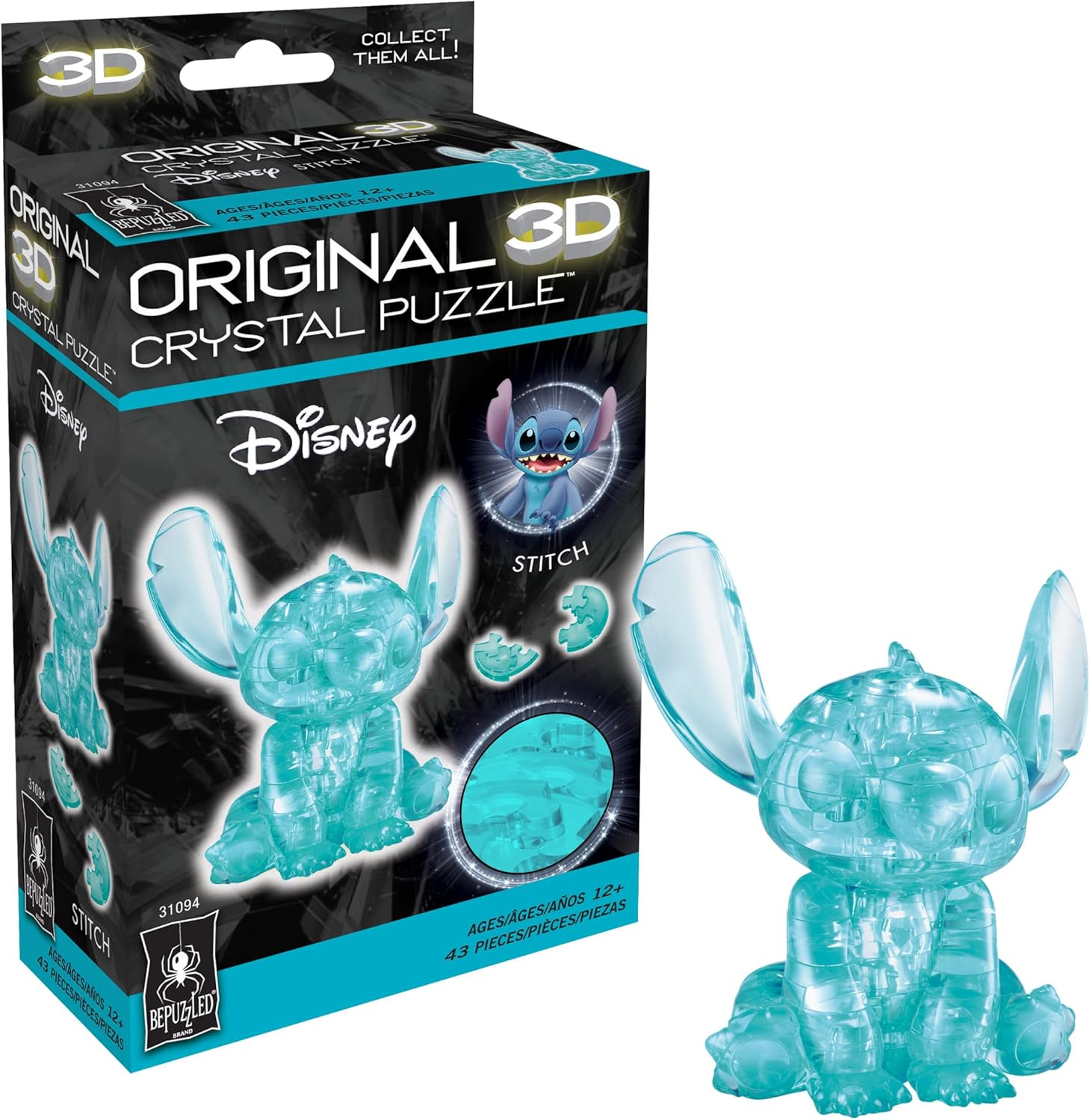 BePuzzled, Disney Stitch Original 3D Crystal Puzzle, Perfect for Puzzlers Ages 12 and Up, Challenging to Complete and Beautiful to Display, Collect Them All
