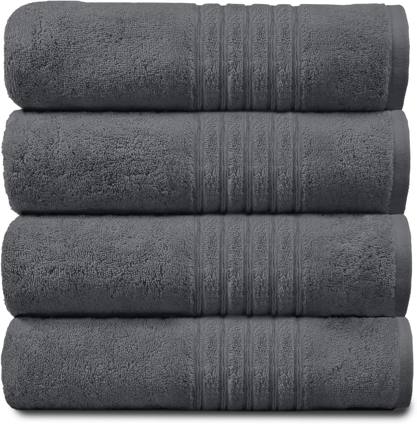 GC GAVENO CAVAILIA Luxury 450 GSM Jumbo Bath Sheet, Highly Water Absorbent Towels, Pack Of 4 Towel Set, Charcoal, 80X170
