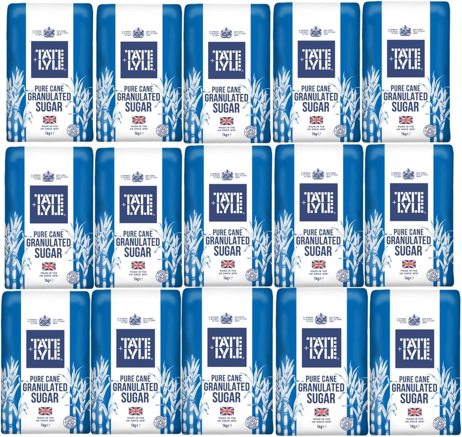 Tate & Lyle Granulated Sugar 1kg (Pack of 15) | Pure Cane Sugar for Baking, Cooking & Beverages | Perfect for Everyday Use