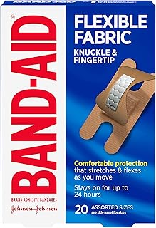 Band-Aid Brand Flexible Fabric Adhesive Bandages for Wound Care and First Aid, Finger and Knuckle, 20 ct (Pack of 6)