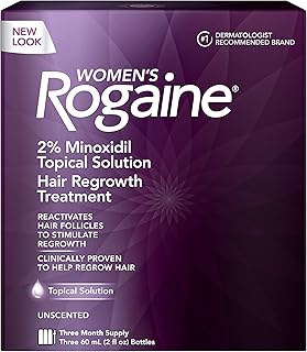Women's Rogaine 2% Minoxidil Topical Solution for Hair Thinning and Loss, Topical Treatment for Women's Hair Regrowth, 3-Month Supply