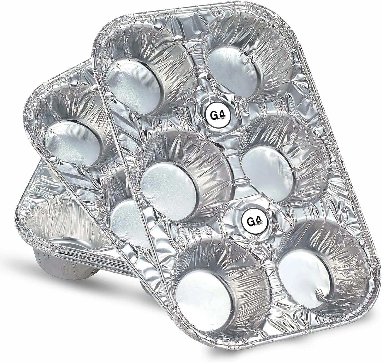 Disposable Muffin Tins 6-Cup – Aluminum Foil Baking Pans for Muffins & Cupcakes | Mess-Free Baking & Serving | Pack of 5