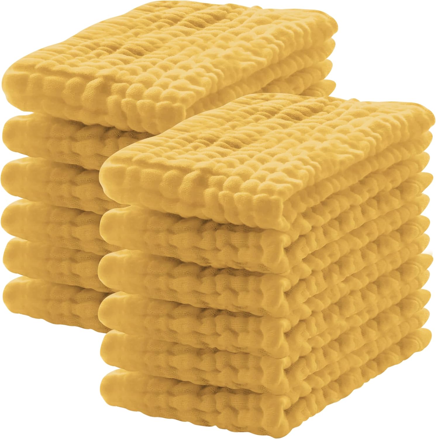 12 Pack Muslin Burp Cloths 100% Cotton Muslin Cloths Large 20''x10'' Extra Soft and Absorbent Baby Burping Cloth - Honey