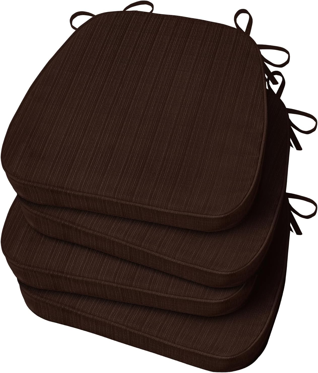 Basic Beyond Chair Cushions for Dining Chairs 4 Pack, D-Shaped Kitchen Chair Cushions with Ties Set of 4, 2.5" Thick Seat Cushions for Dining Room/Kitchen Chairs, 17" x 16", Brown