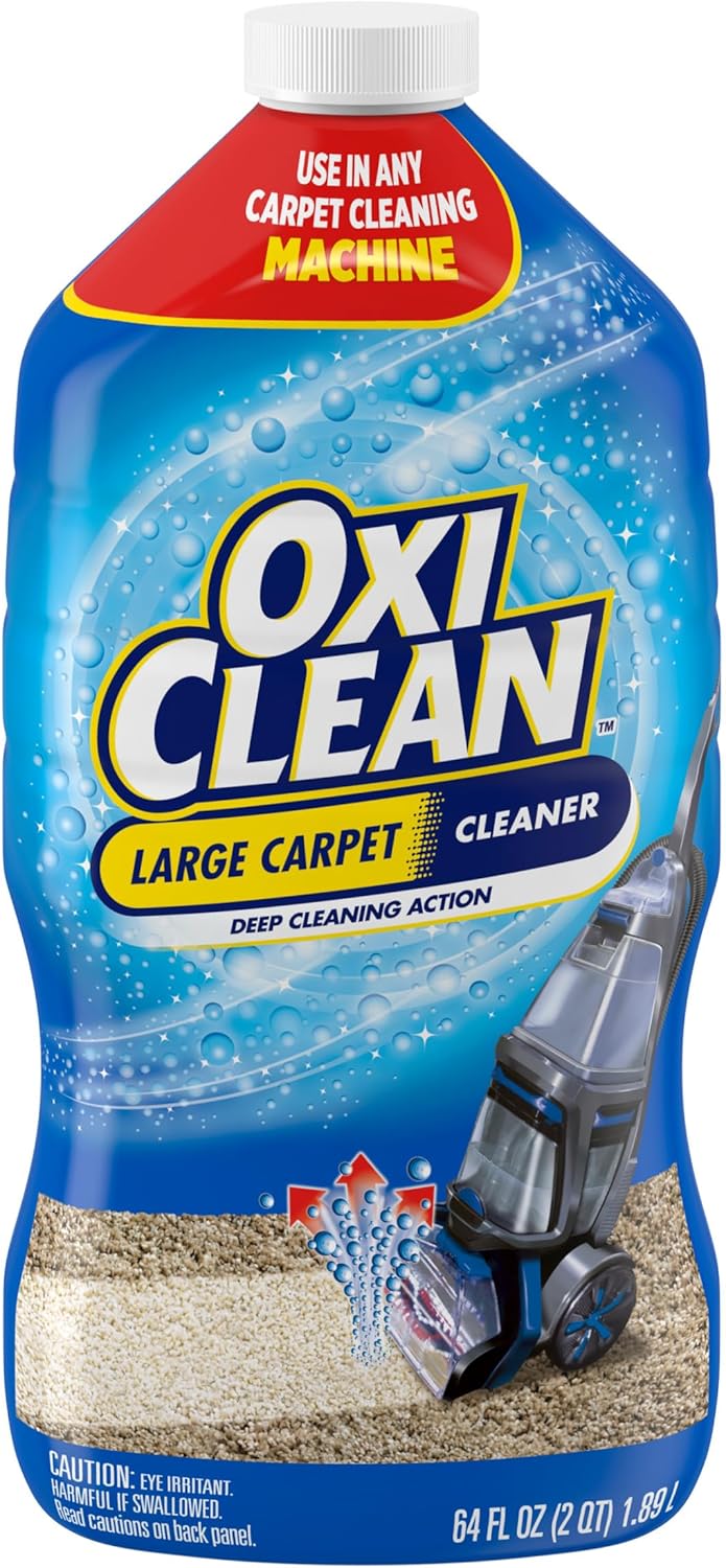 OxiClean Large Carpet Cleaner Liquid Solution for Steam Cleaning Machines, 64 fl oz