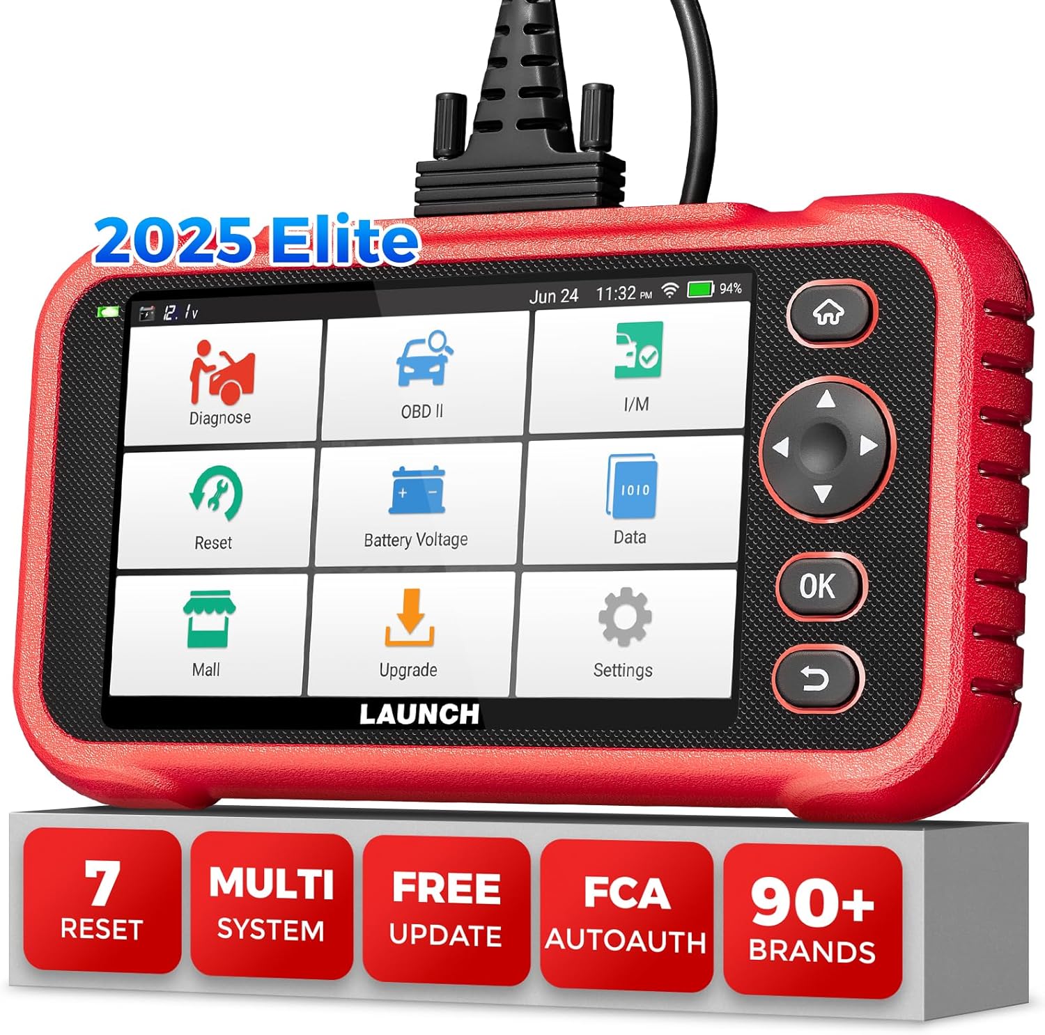 LAUNCH OBD2 Scanner CRP123E V2.0 Car Diagnostic Tool Engine ABS SRS Transmission OBD Scanner with 7 Reset Service Oil/EPB/SAS/BMS/Throttle/Battery Reset,DPF Regeneration Tool, ABS Bleed,Free Update