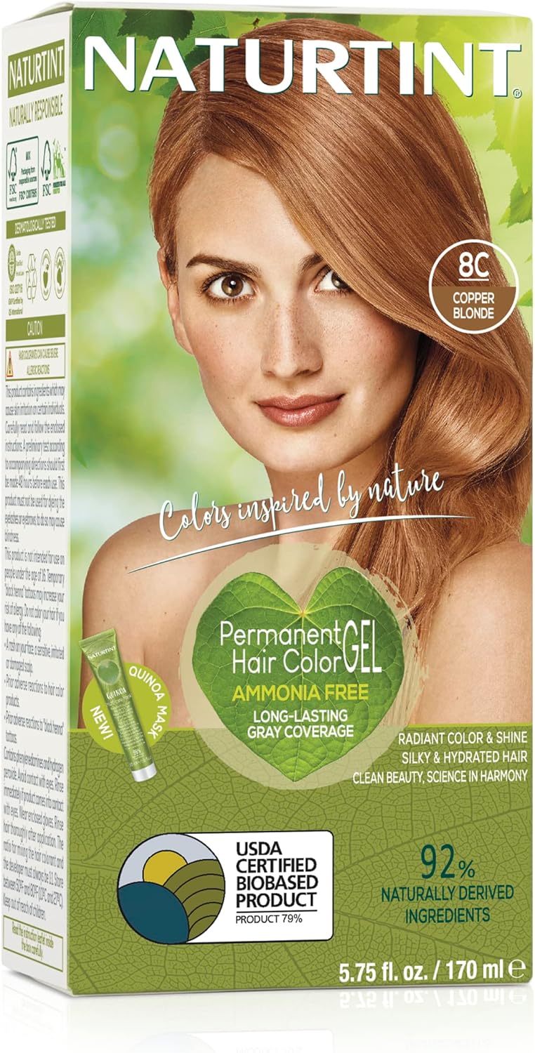 Naturtint Permanent Hair Colour, 8C Copper Blond, Copper Blond