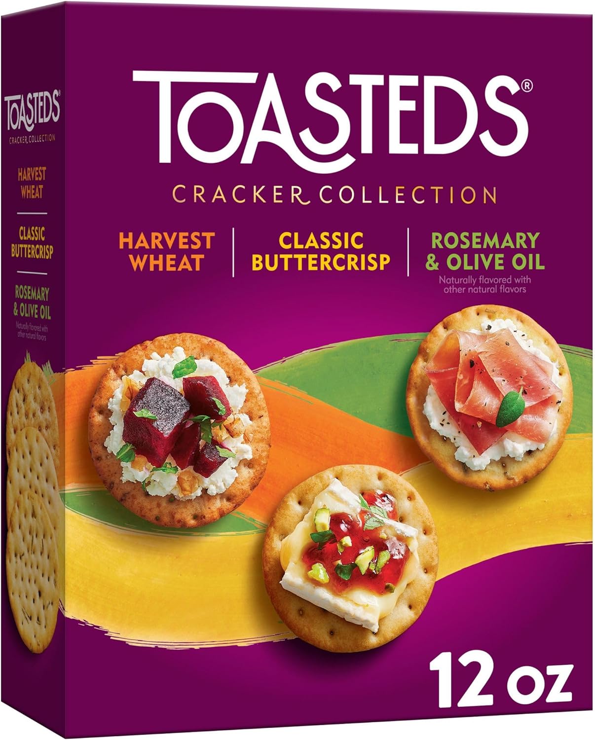 Keebler| Toasteds| Crackers| Toasted Sesame| Harvest Wheat and Buttercrisp| Party Pack| 12 oz