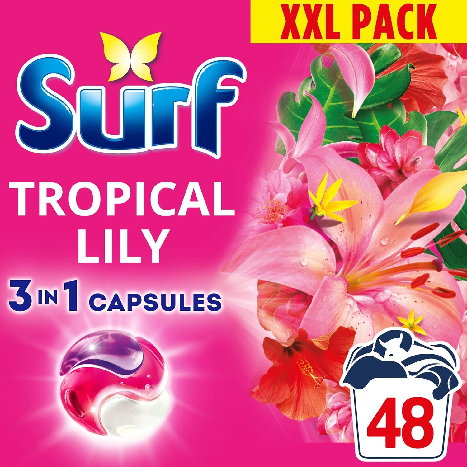 Surf 3 in 1 Laundry Washing Detergent Capsules Tropical Lily 48 washes
