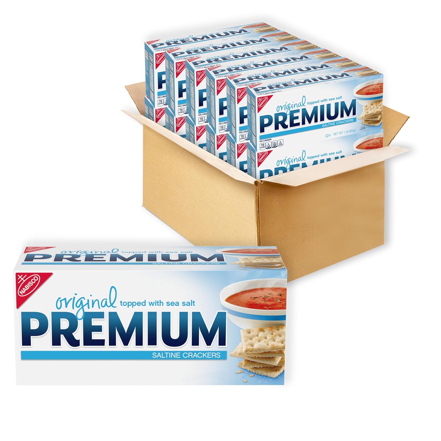 Premium Original Saltine Crackers, Lunch Snacks, Bulk Snacks, 12-16 oz Boxes