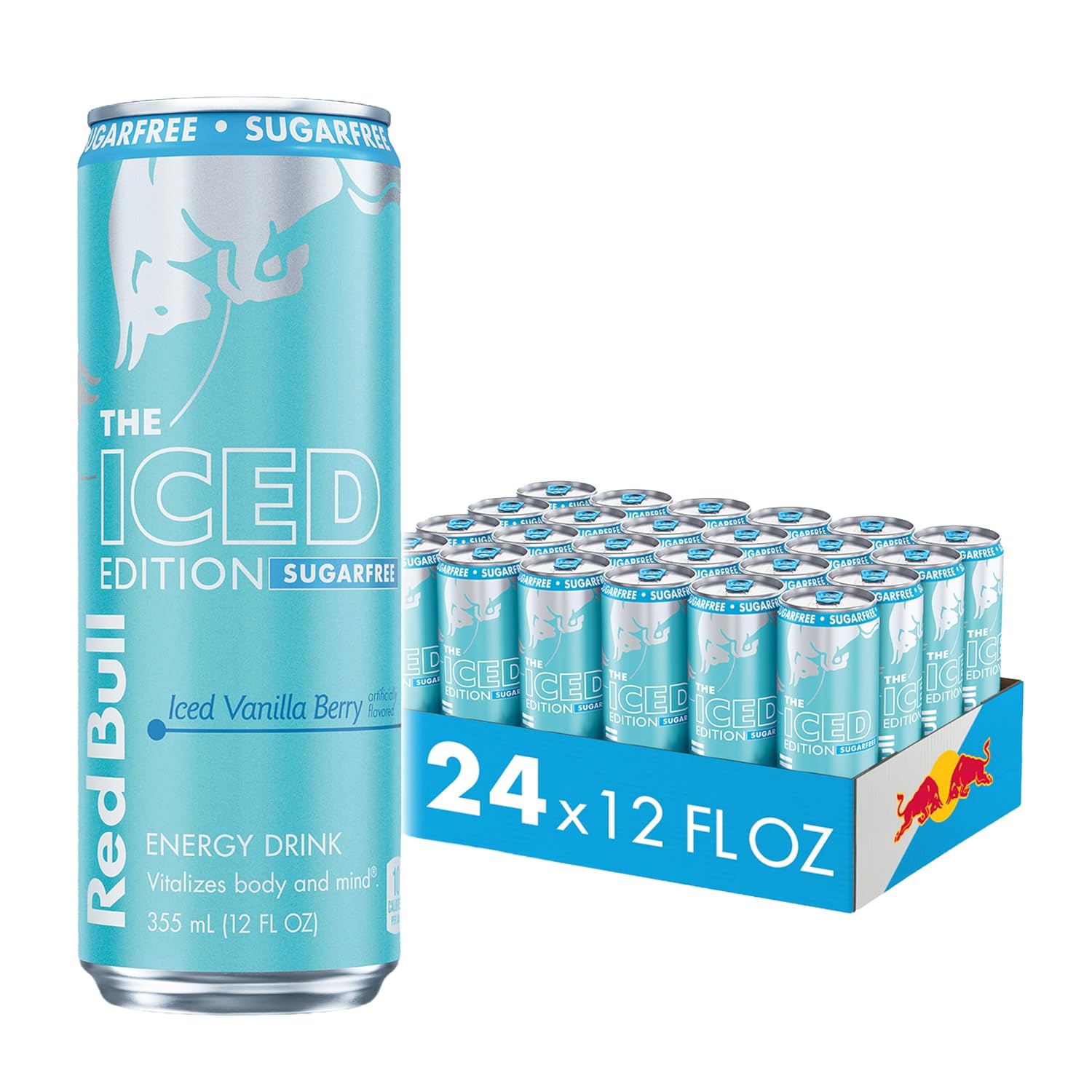 Red Bull Sugar-Free Iced Vanilla Berry Energy Drink, with 114mg Caffeine plus Taurine & B Vitamins, 12 Fl Oz, Pack of 24 Cans
