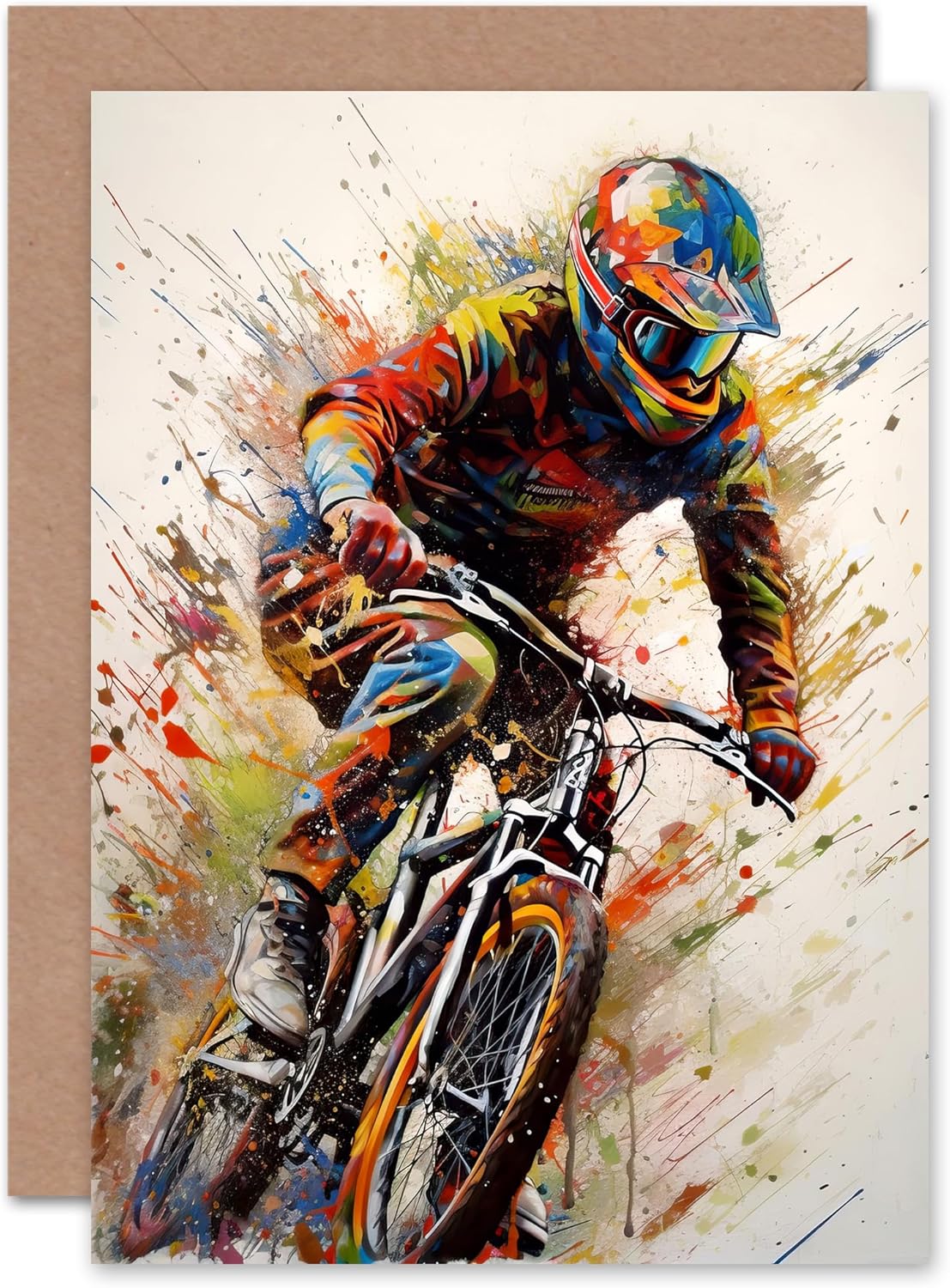 Artery8 Mountain Bike Cycle BMX for Husband Him Dad Son Brother Birthday Thank You Fathers Day Blank Art Greeting Card