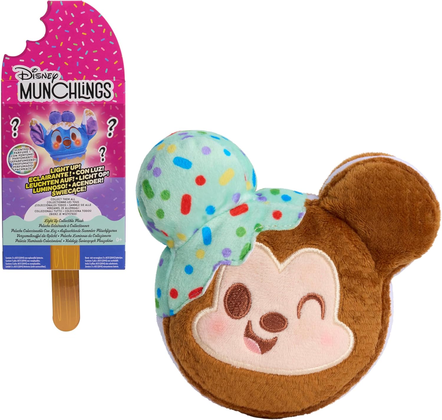 Just Play Disney Munchlings Light-Up Scented Collectible Plush, Kids Toys for Ages 0