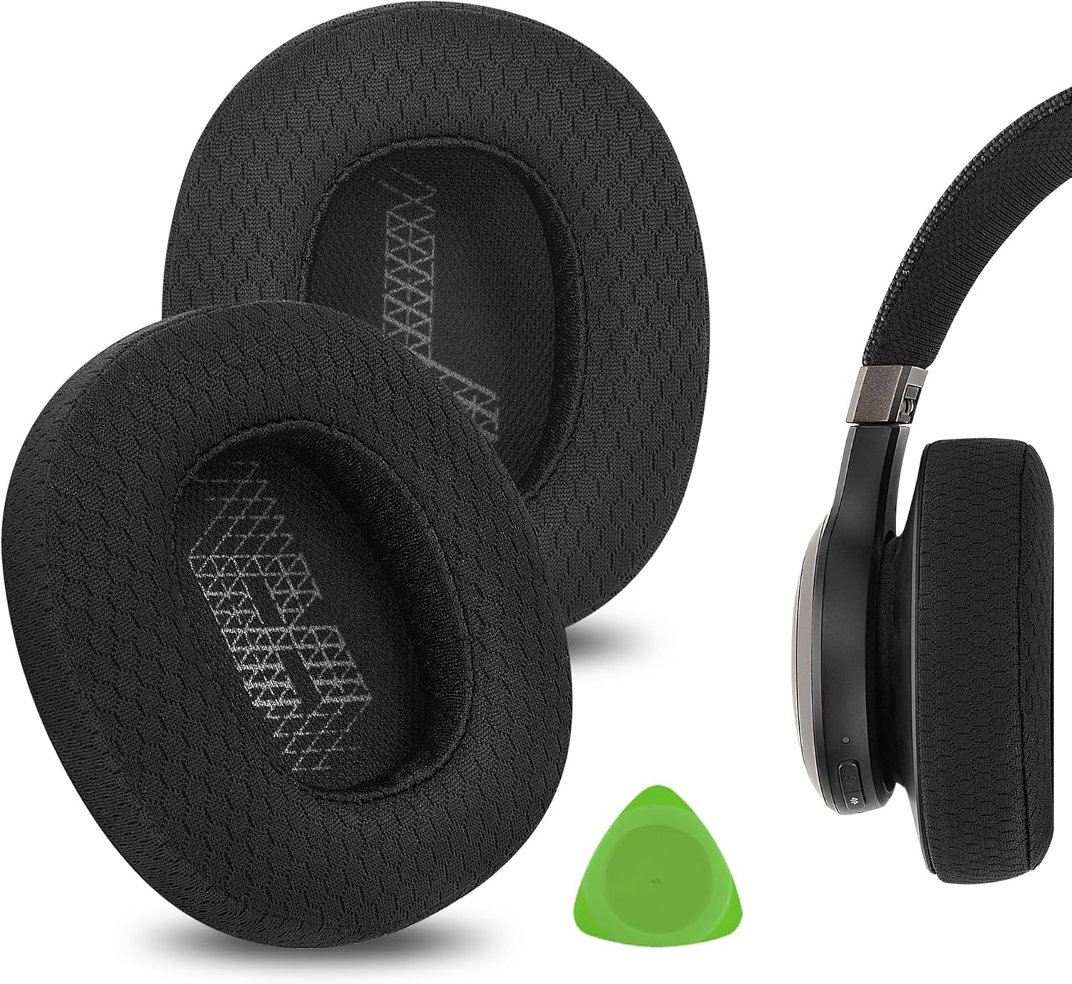 Geekria Comfort Mesh Fabric Replacement Ear Pads for JBL Live 650 BTNC, Lifestyle E65BTNC, Duet NC, Live 660 BTNC Ear Cushions, Repair Parts (Black)